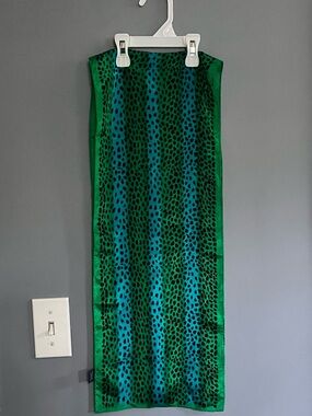 Vtg SILK Honey Animal Print Long Scarf
